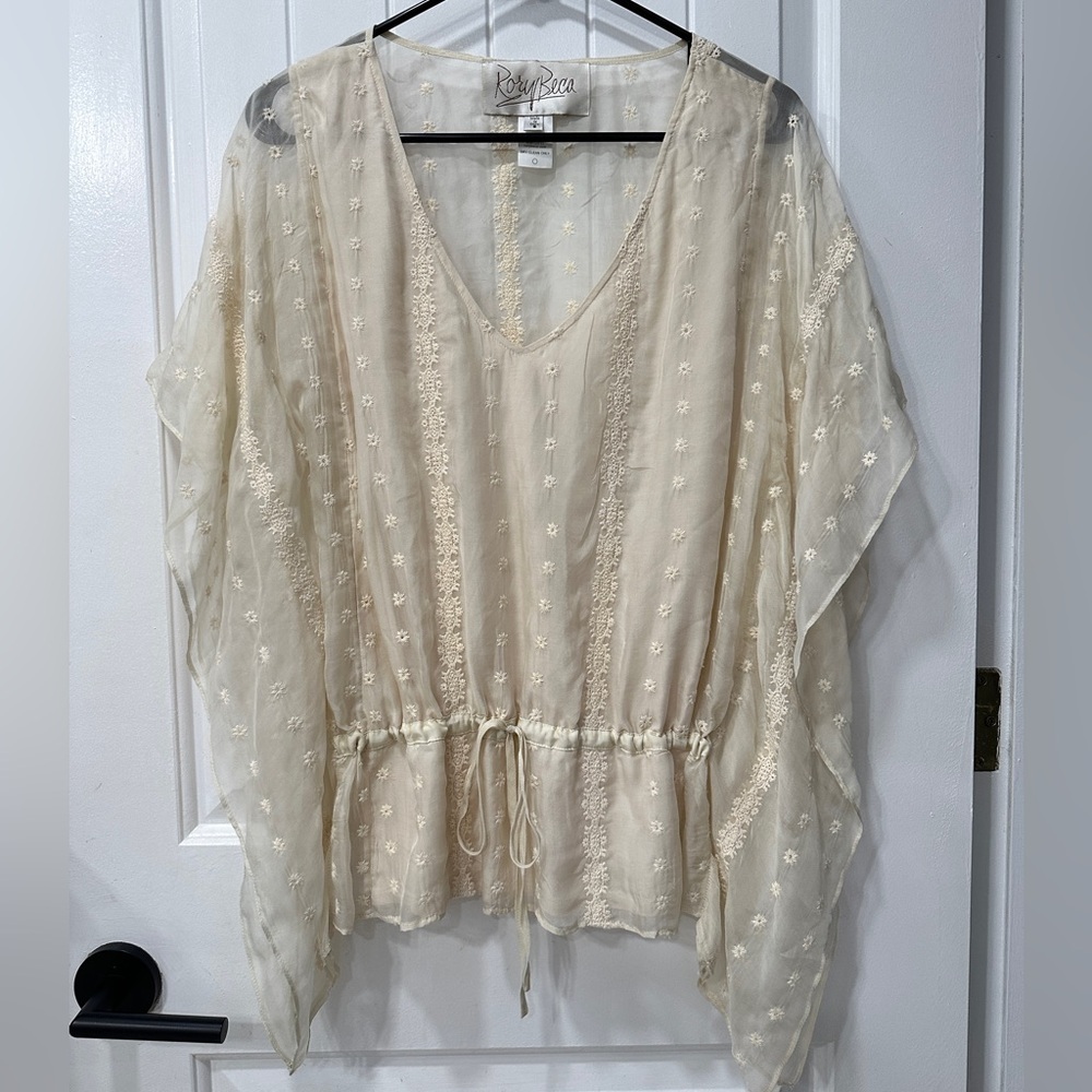 Rory Beca 100% Silk Cream Sheer Women's Top